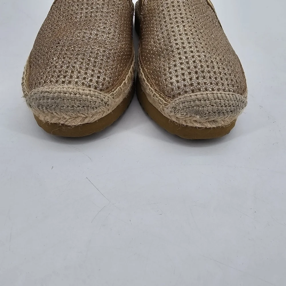 Michael Michael Kors  Kendrick Slip On Leather Espadrille, Gold, Womens Size 7